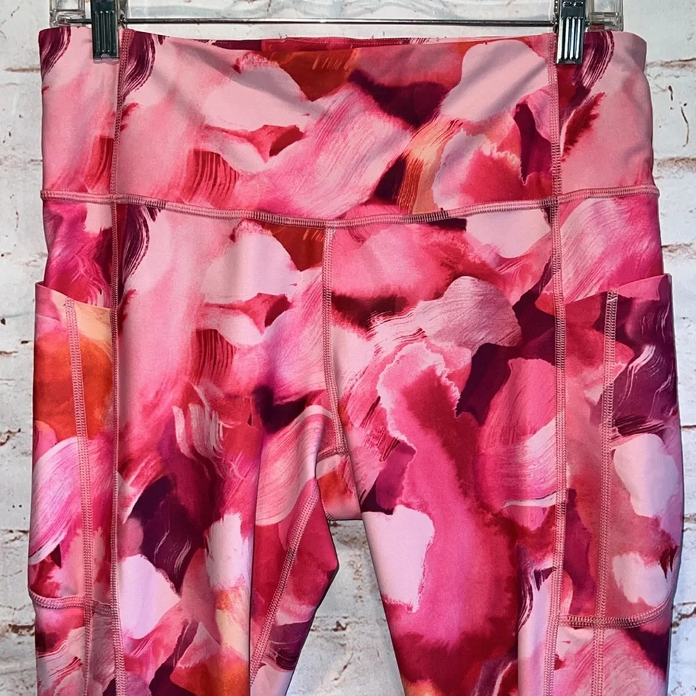 Athleta Pants Womens Large Pink Coral Ultimate Stash II Cropped Leggings Active